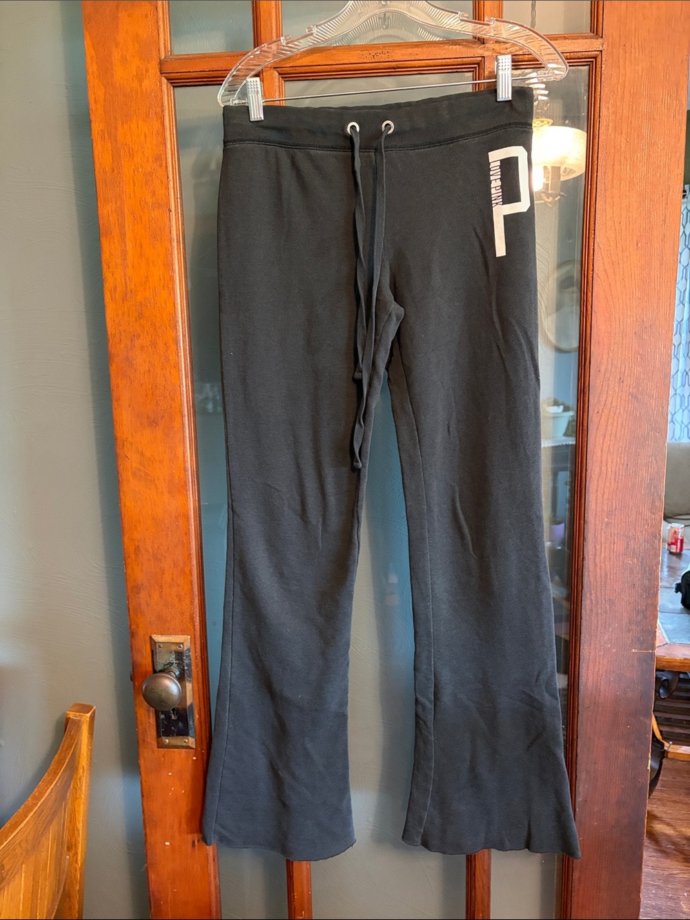 Vintage PINK Victoria's Secret Black Drawstring Flare Sweatpants